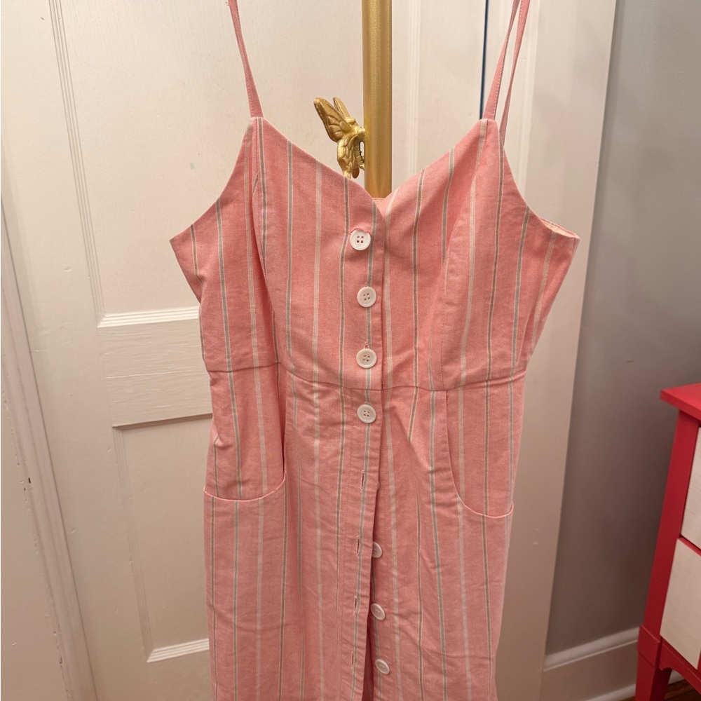 Pink Striped Button-Front Sundress